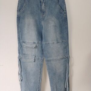 Light Blue Denim Cargo Pants